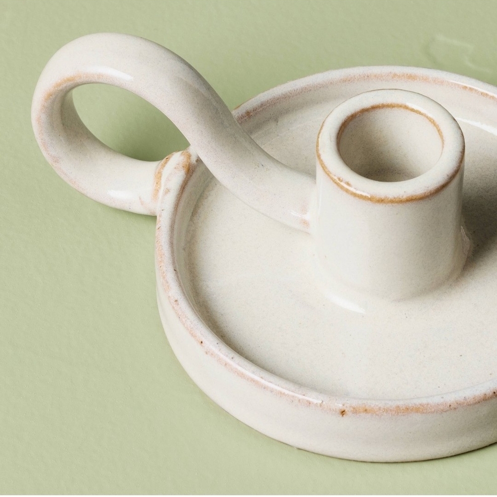 Hearth & Hand With Magnolia Ceramic Taper Candle Holder Sour Cream - Picture 3 of 3